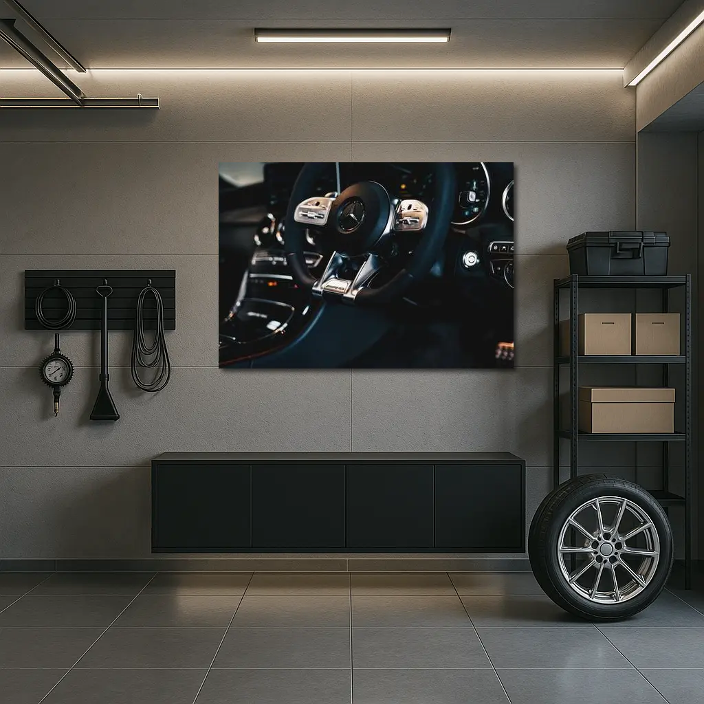 Mercedes AMG Steering Wheel Interior Dark – Wall Art