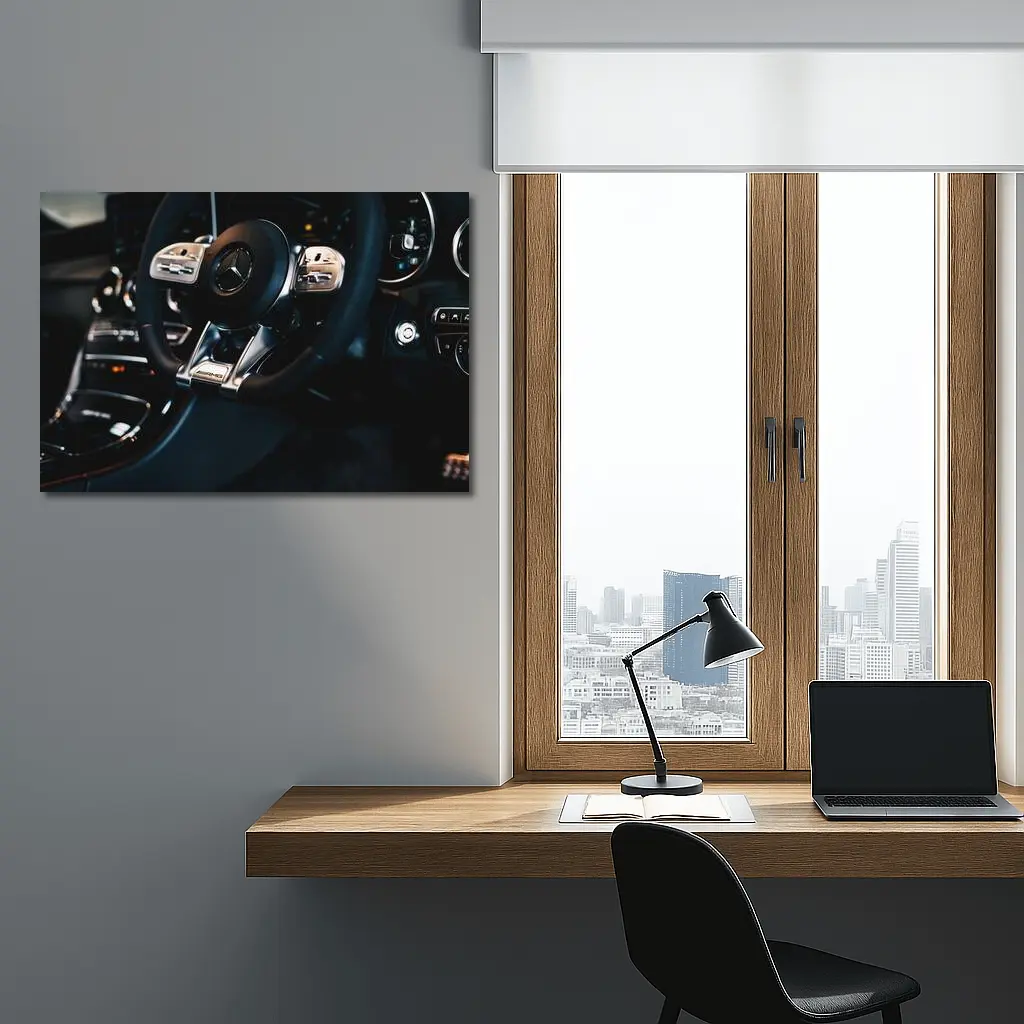 Mercedes AMG Steering Wheel Interior Dark – Wall Art