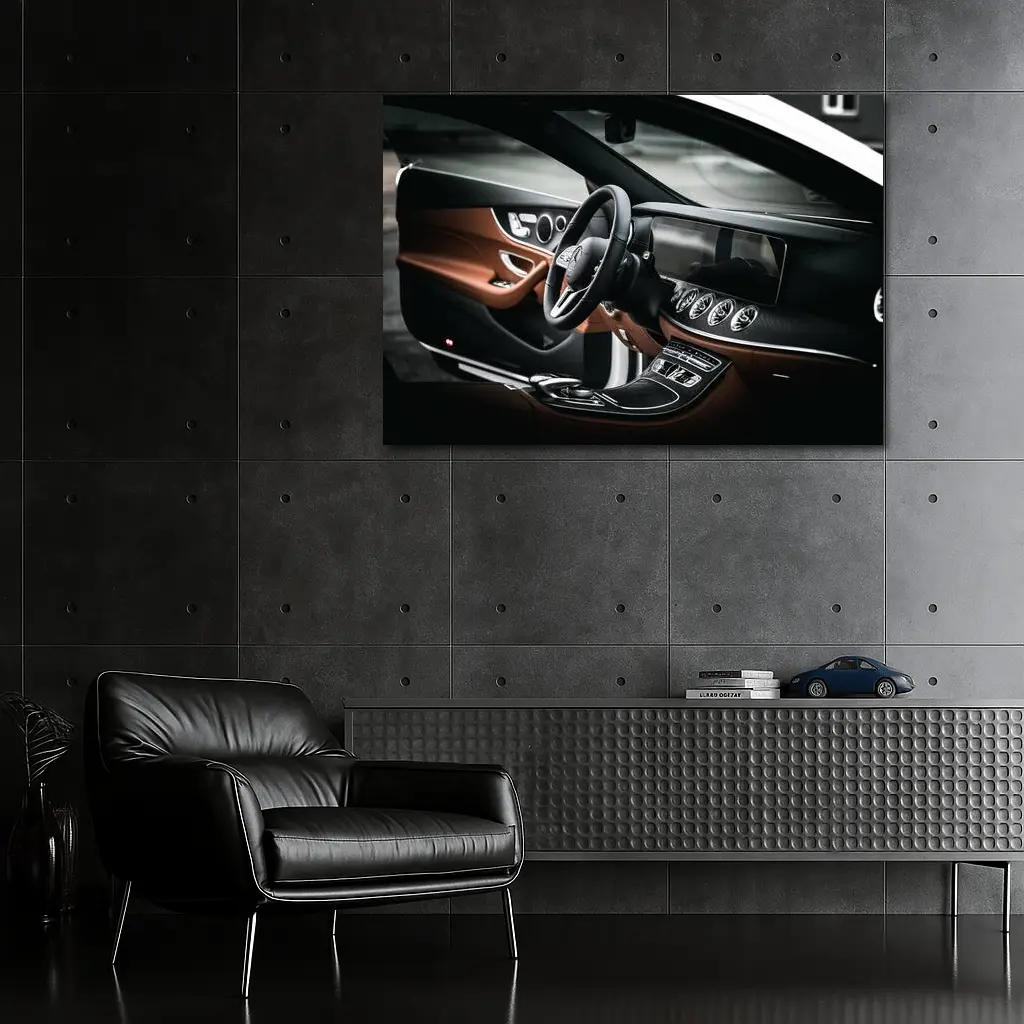 Mercedes E Class Luxury Interior Brown Leather – Wall Art