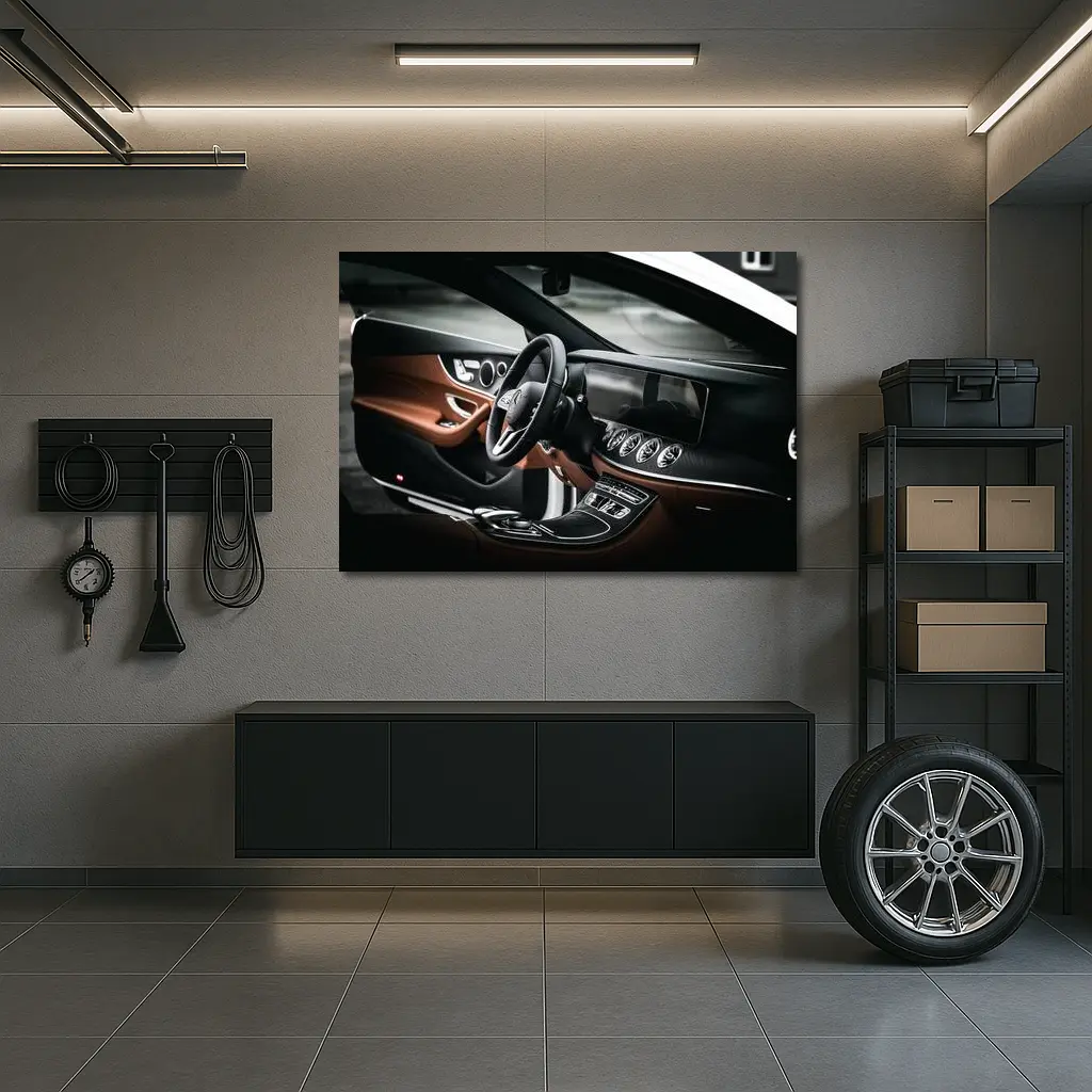 Mercedes E Class Luxury Interior Brown Leather – Wall Art