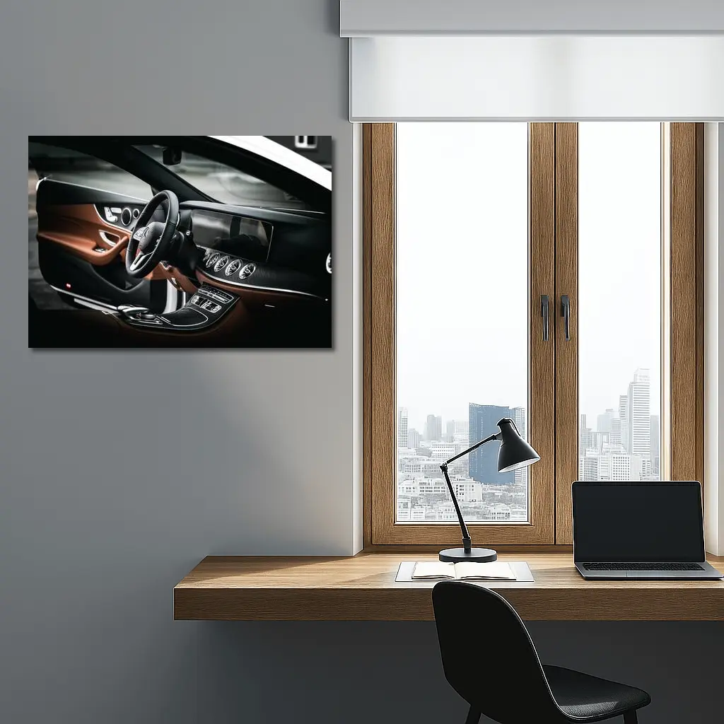 Mercedes E Class Luxury Interior Brown Leather – Wall Art
