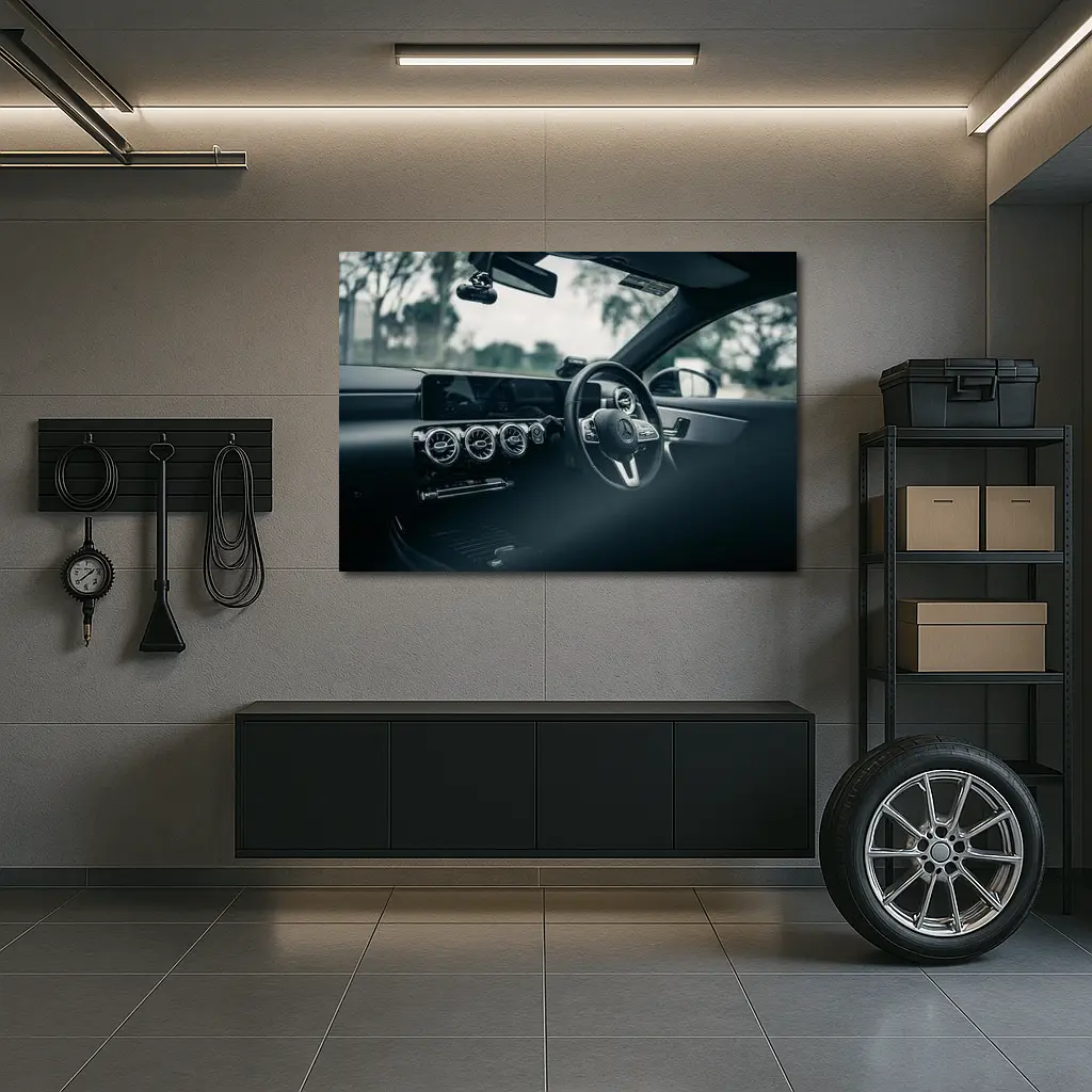 Mercedes Interior Steering Wheel Dashboard View – Wall Art