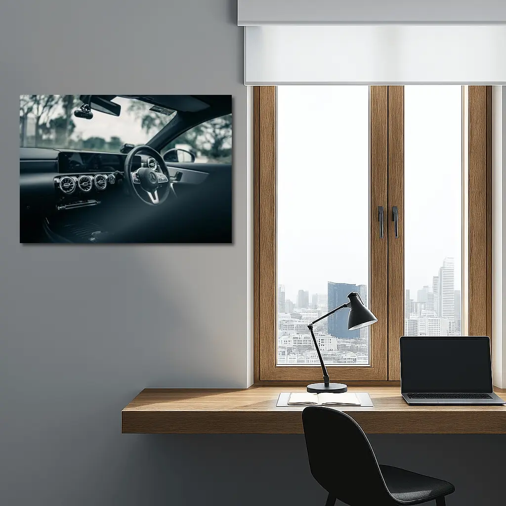 Mercedes Interior Steering Wheel Dashboard View – Wall Art