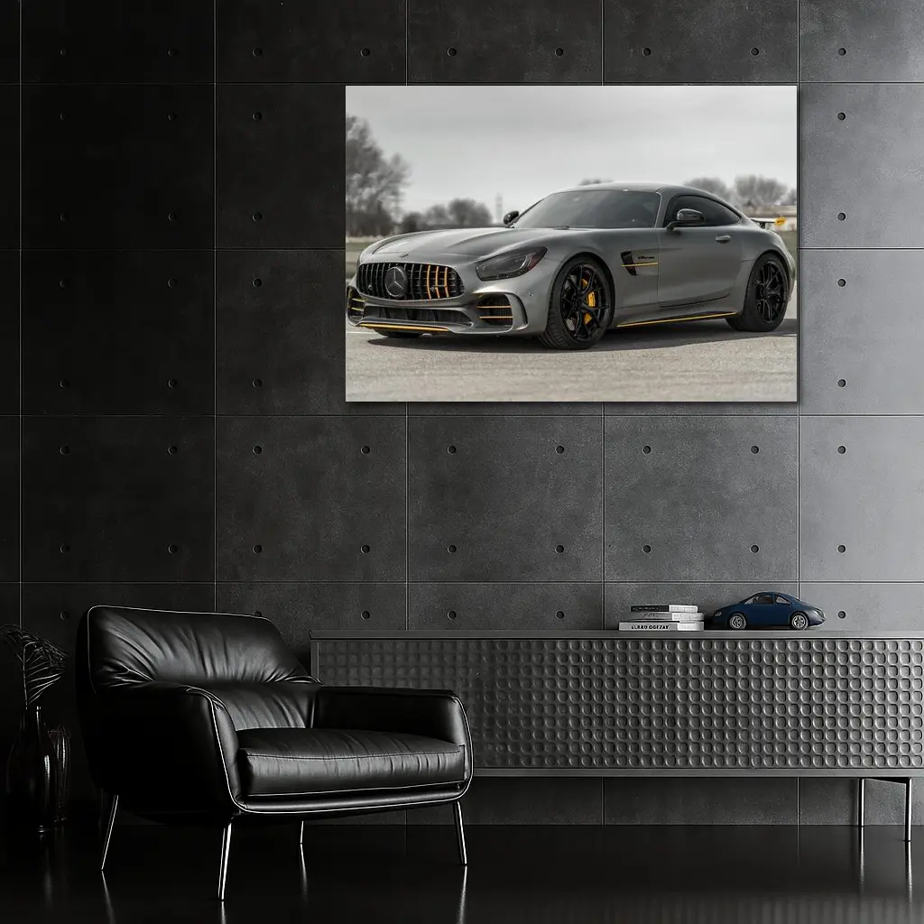 Mercedes AMG GT Gray Supercar on Track – Wall Art