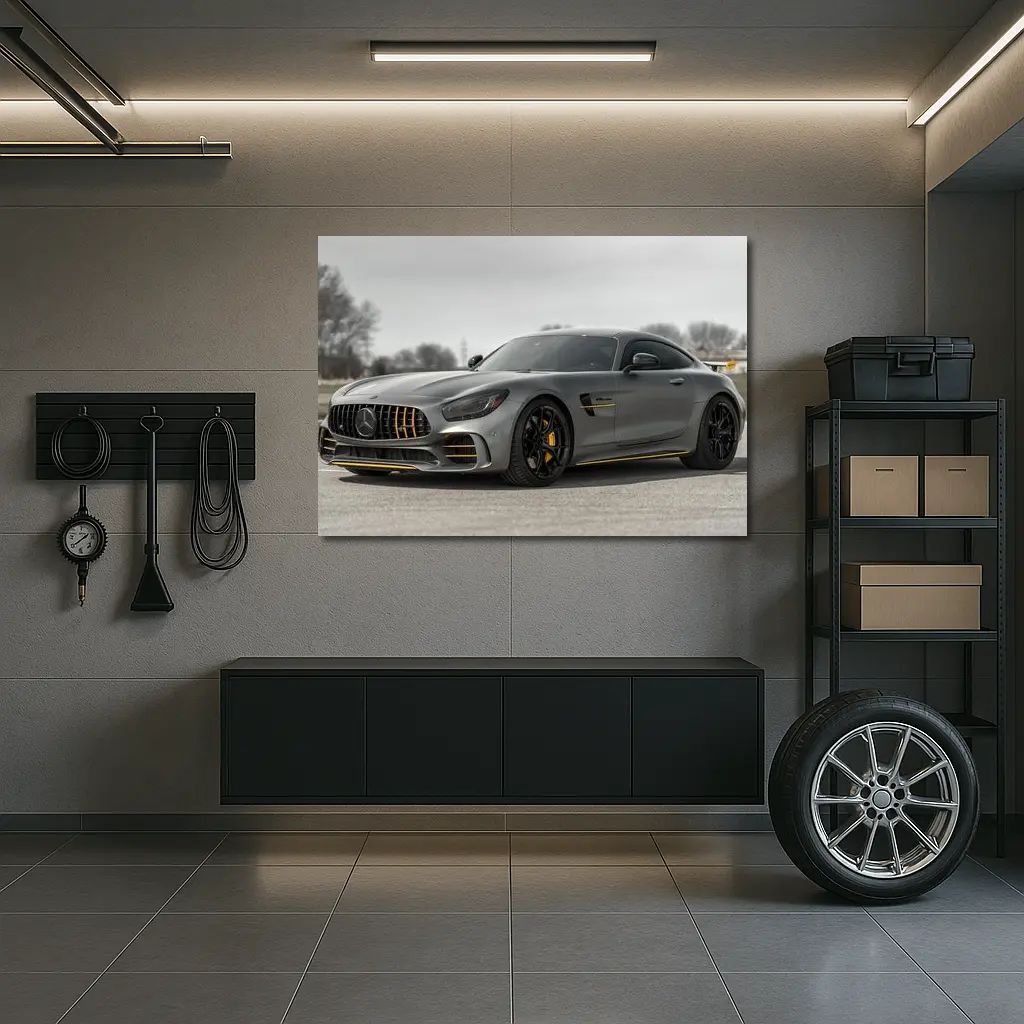 Mercedes AMG GT Gray Supercar on Track – Wall Art