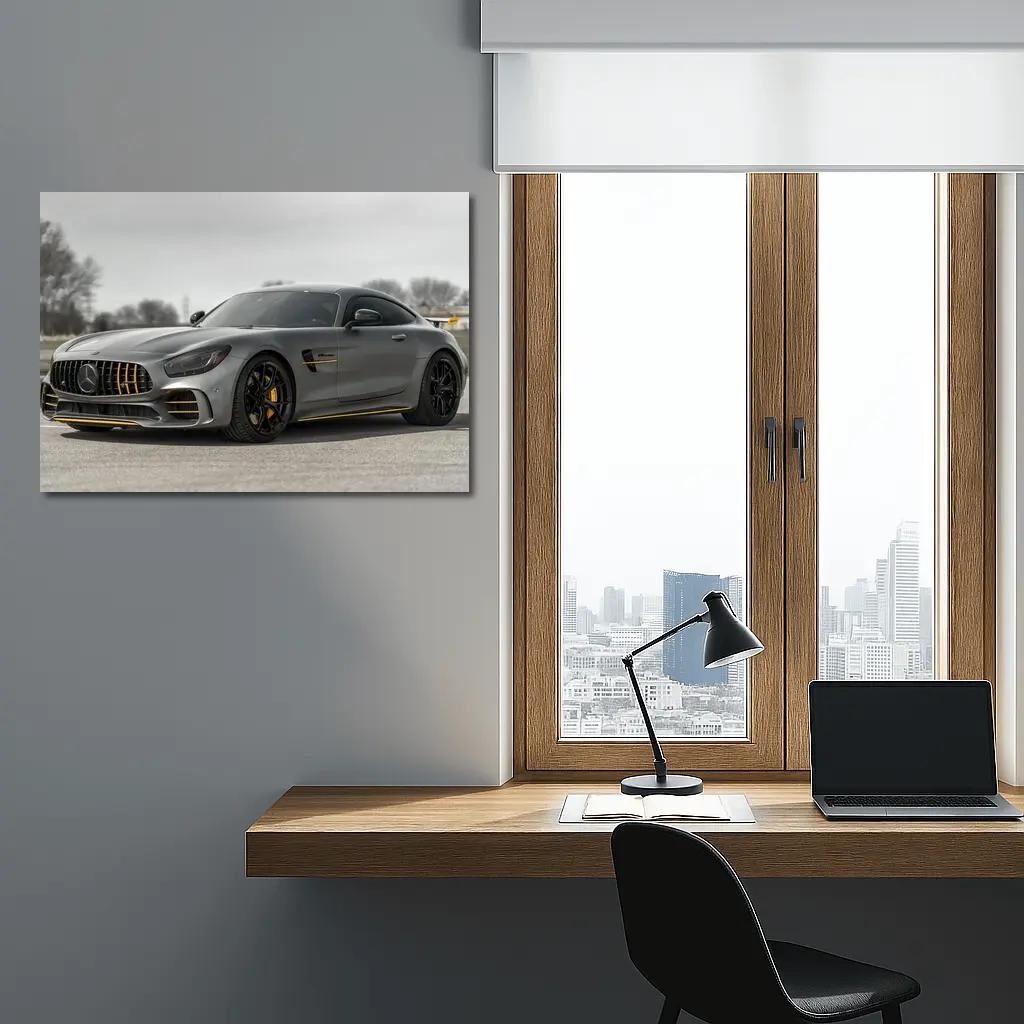 Mercedes AMG GT Gray Supercar on Track – Wall Art