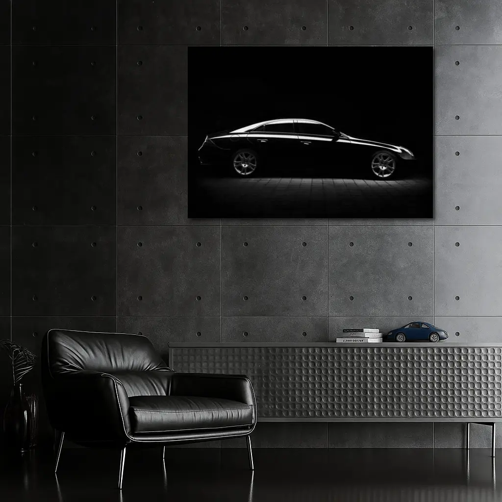 Mercedes CLS Black Dark Studio Side Profile – Wall Art