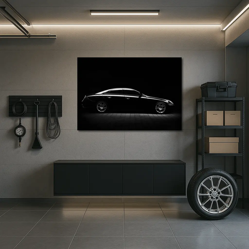 Mercedes CLS Black Dark Studio Side Profile – Wall Art