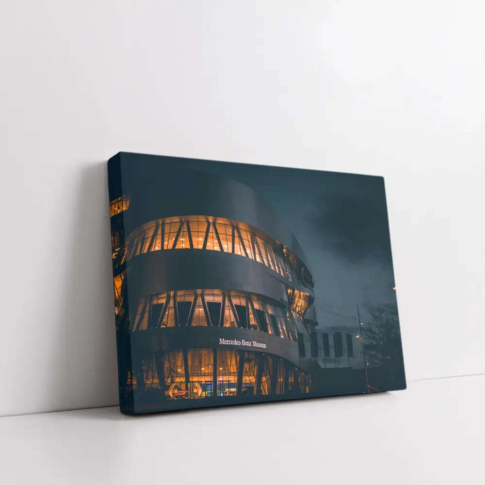 Mercedes Benz Museum Night Architecture Dark Sky – Wall Art