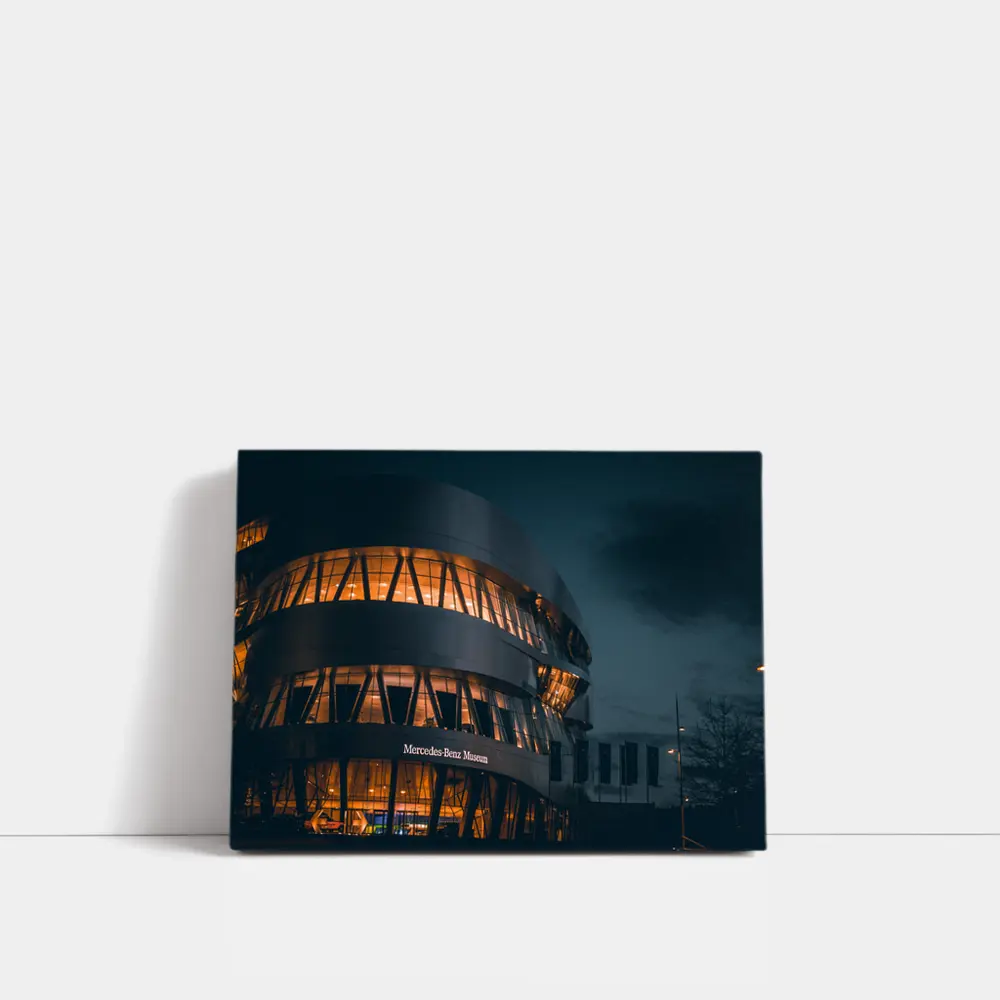 Mercedes Benz Museum Night Architecture Dark Sky – Wall Art