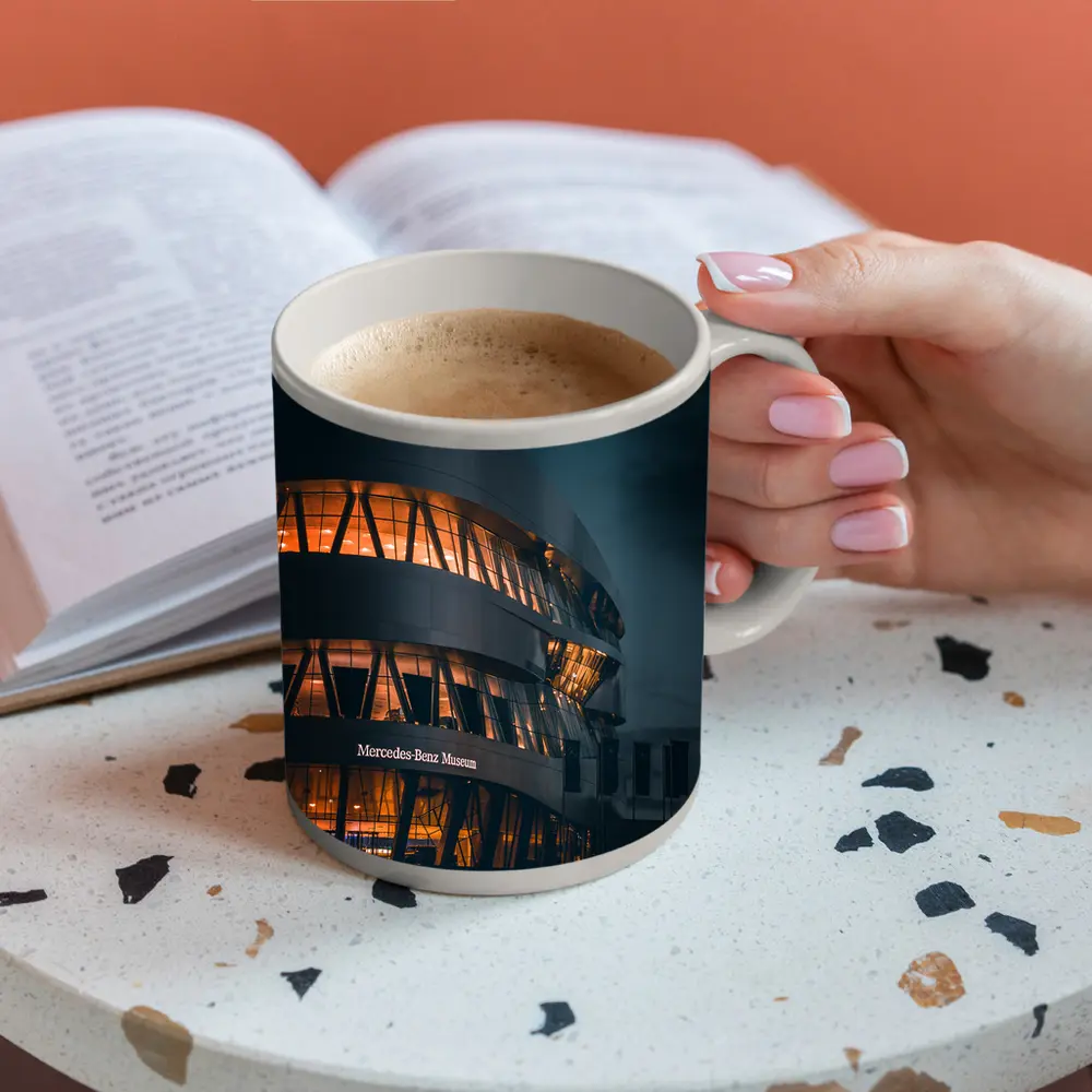 Mercedes Benz Museum Night Architecture Dark Sky – Mugs