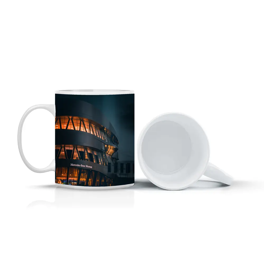 Mercedes Benz Museum Night Architecture Dark Sky – Mugs