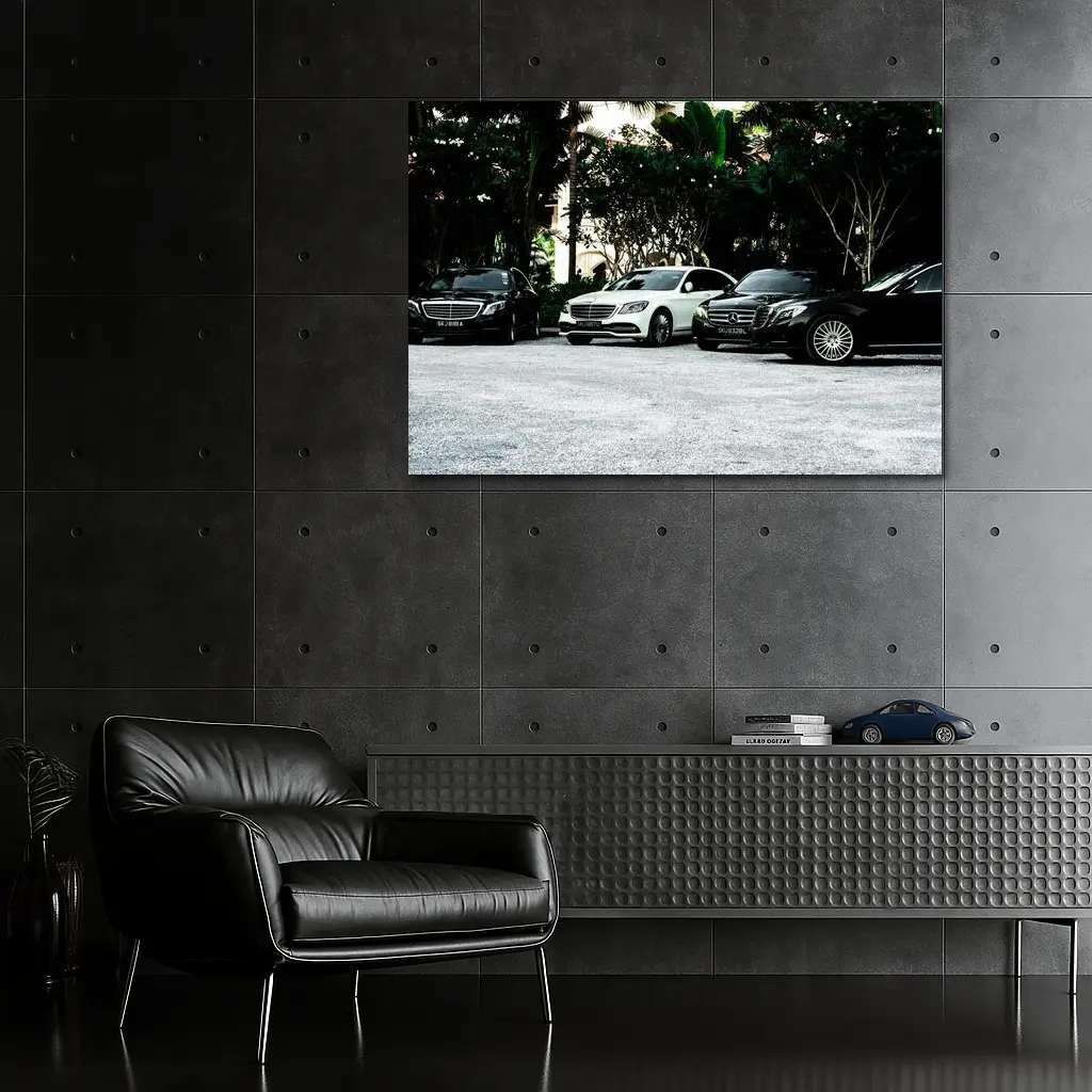 Mercedes S Class Fleet Parked Tropical Setting – Wall Art