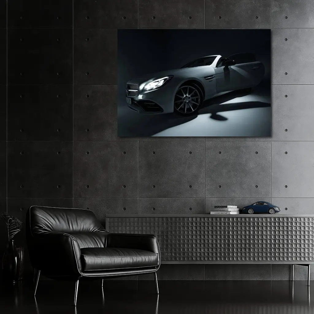 Mercedes SL Class White Studio Dark Background – Wall Art