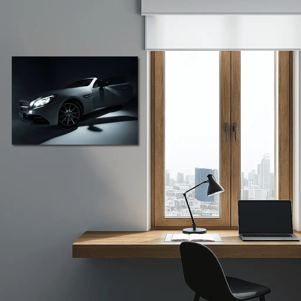 Mercedes SL Class White Studio Dark Background – Wall Art