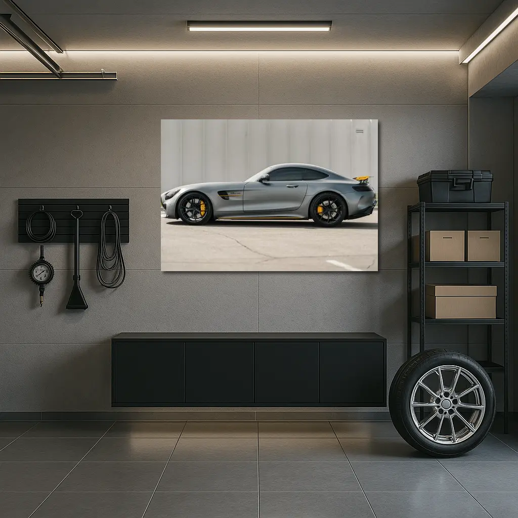 Mercedes AMG GT Matte Gray Street Side – Wall Art