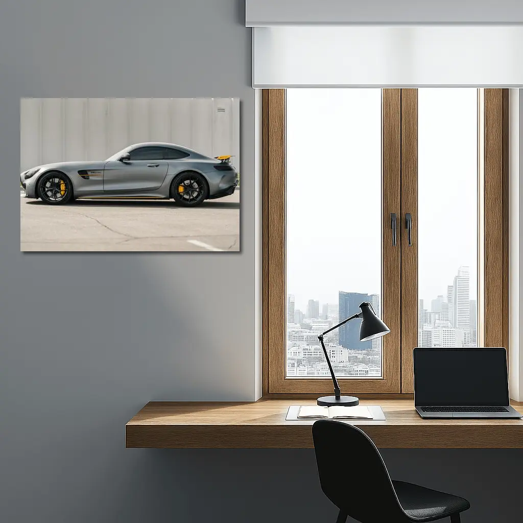 Mercedes AMG GT Matte Gray Street Side – Wall Art