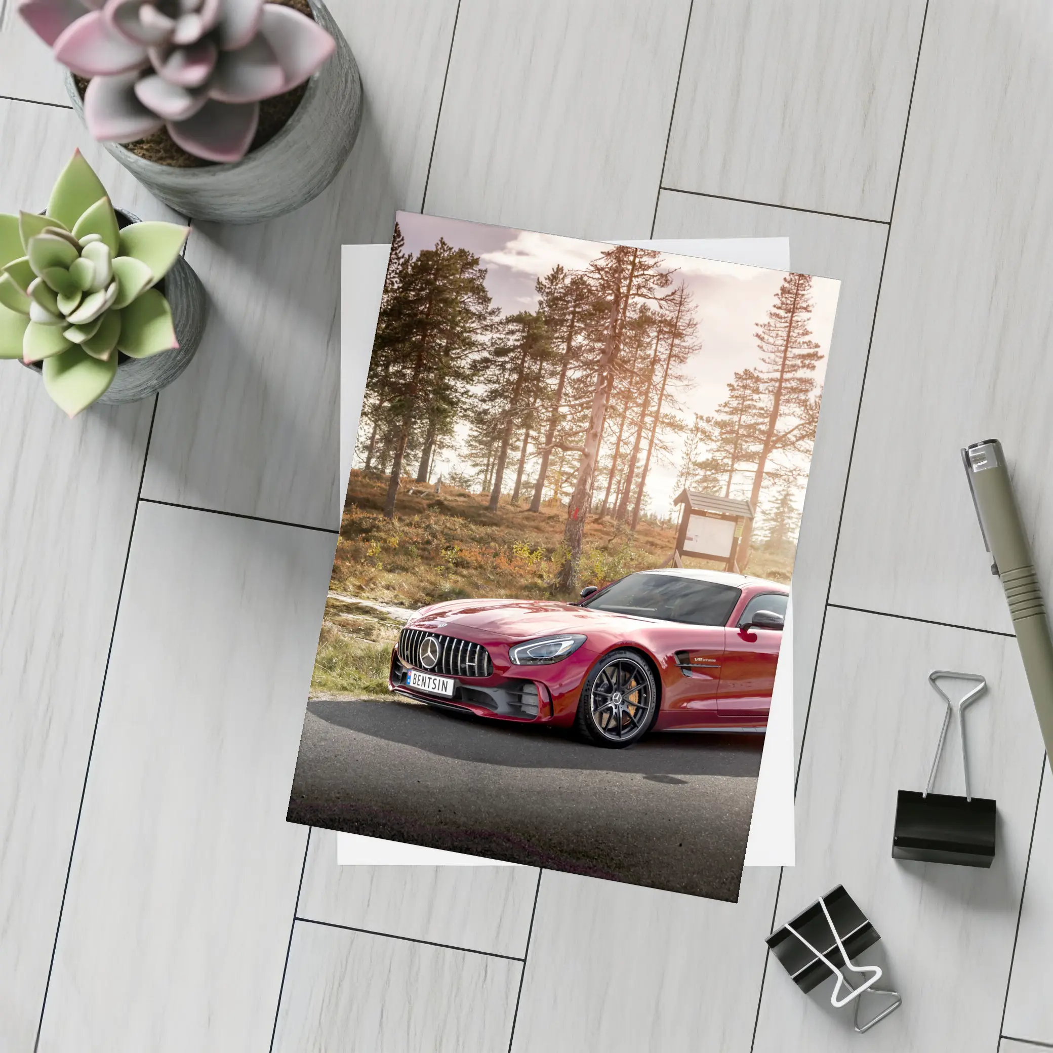 Mercedes AMG GT Red Forest Road – Postcards