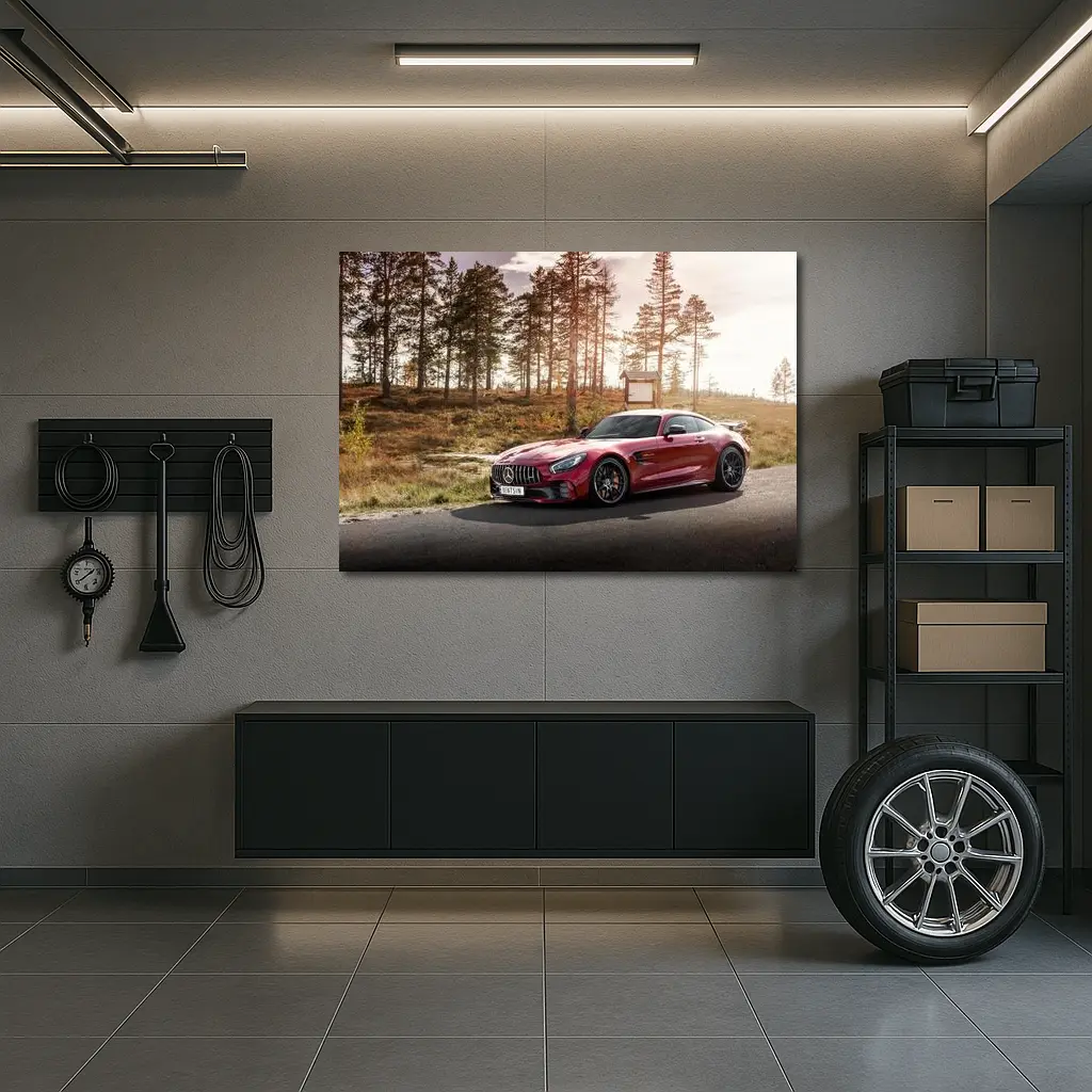 Mercedes AMG GT Red Forest Road – Wall Art