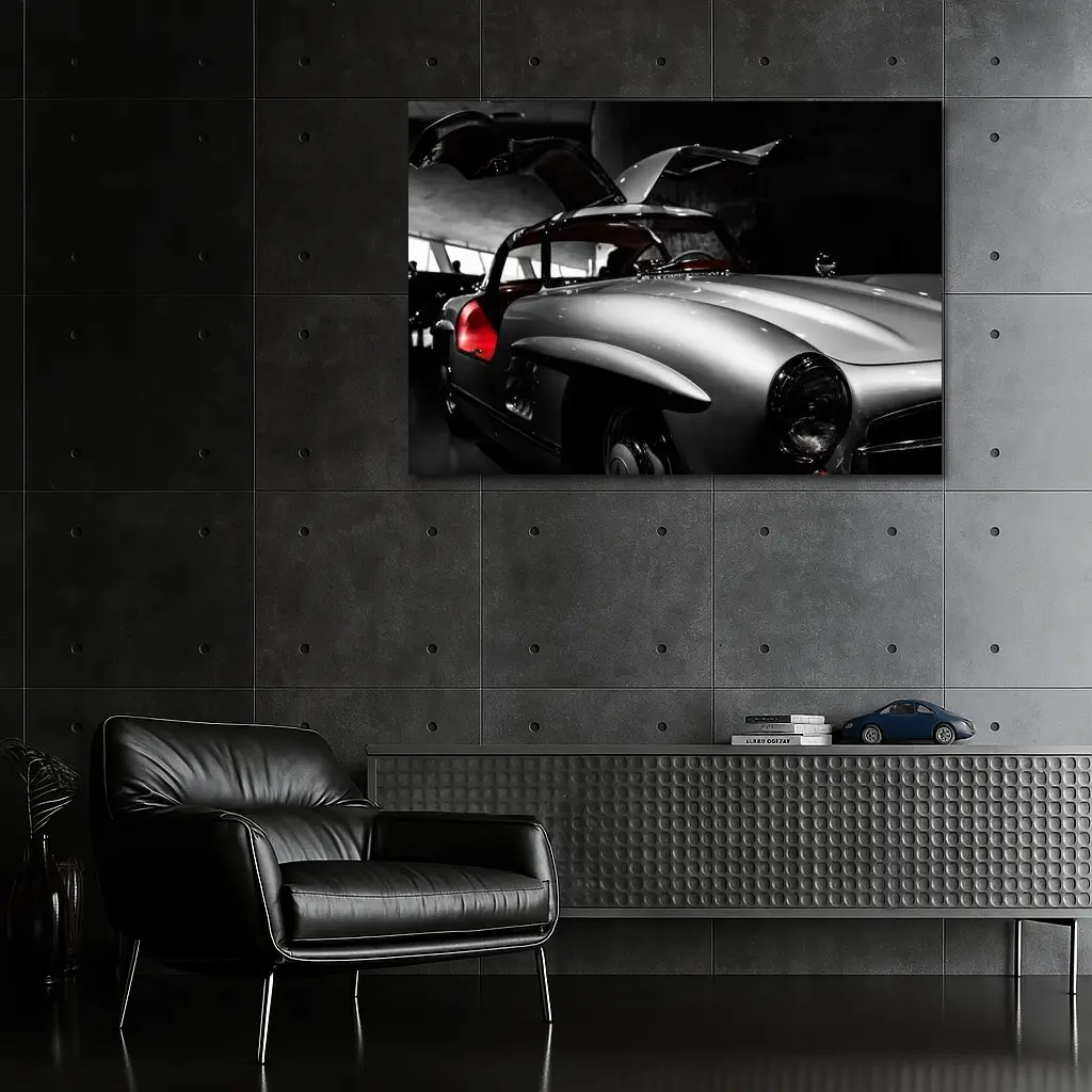 Mercedes 300SL Gullwing Doors Dark Museum – Wall Art