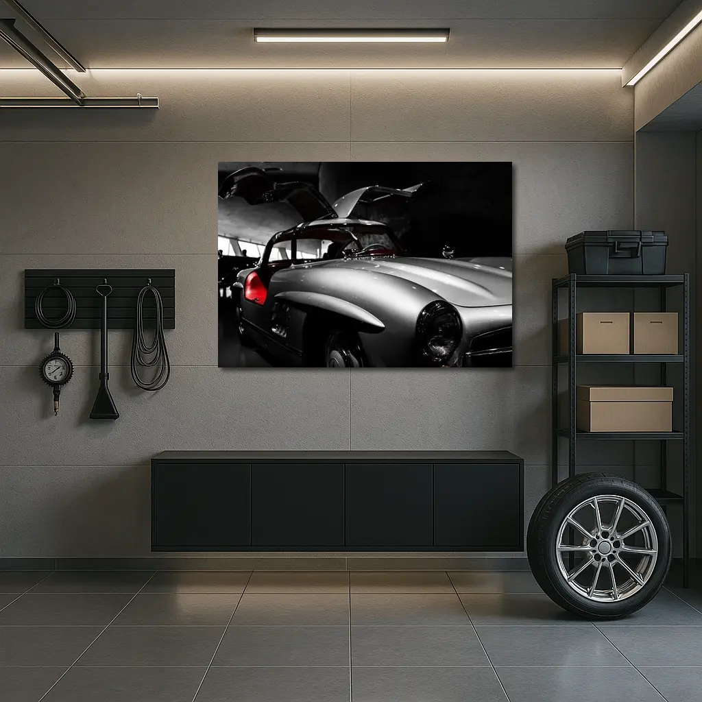 Mercedes 300SL Gullwing Doors Dark Museum – Wall Art