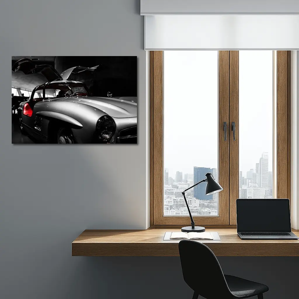 Mercedes 300SL Gullwing Doors Dark Museum – Wall Art
