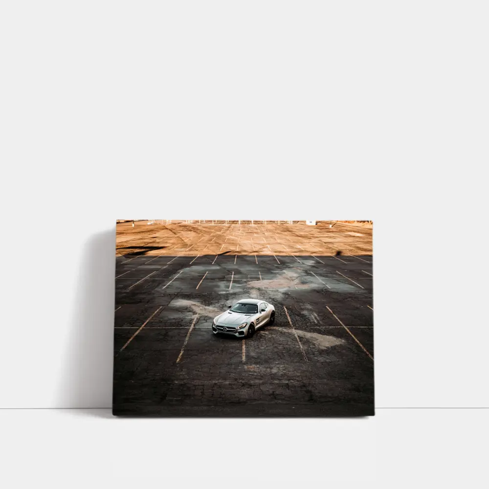 Mercedes AMG GT Silver Empty Parking Lot – Wall Art