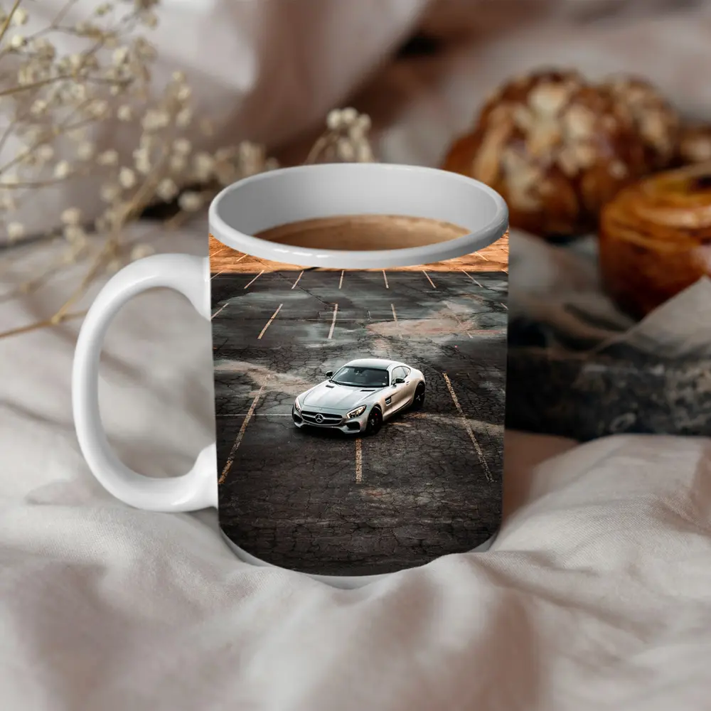 Mercedes AMG GT Silver Empty Parking Lot – Mugs