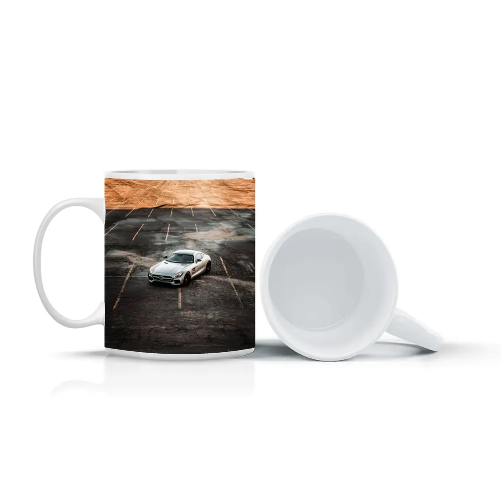 Mercedes AMG GT Silver Empty Parking Lot – Mugs