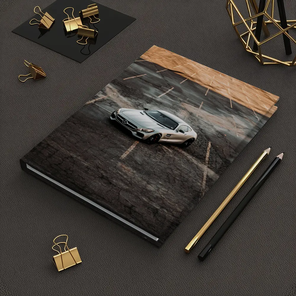 Mercedes AMG GT Silver Empty Parking Lot – Notebooks