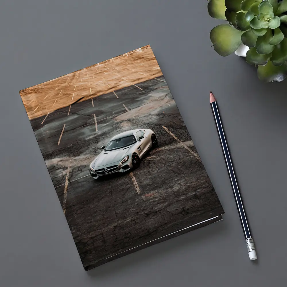 Mercedes AMG GT Silver Empty Parking Lot – Notebooks