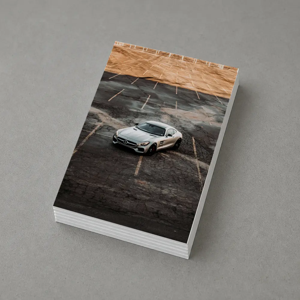 Mercedes AMG GT Silver Empty Parking Lot – Postcards