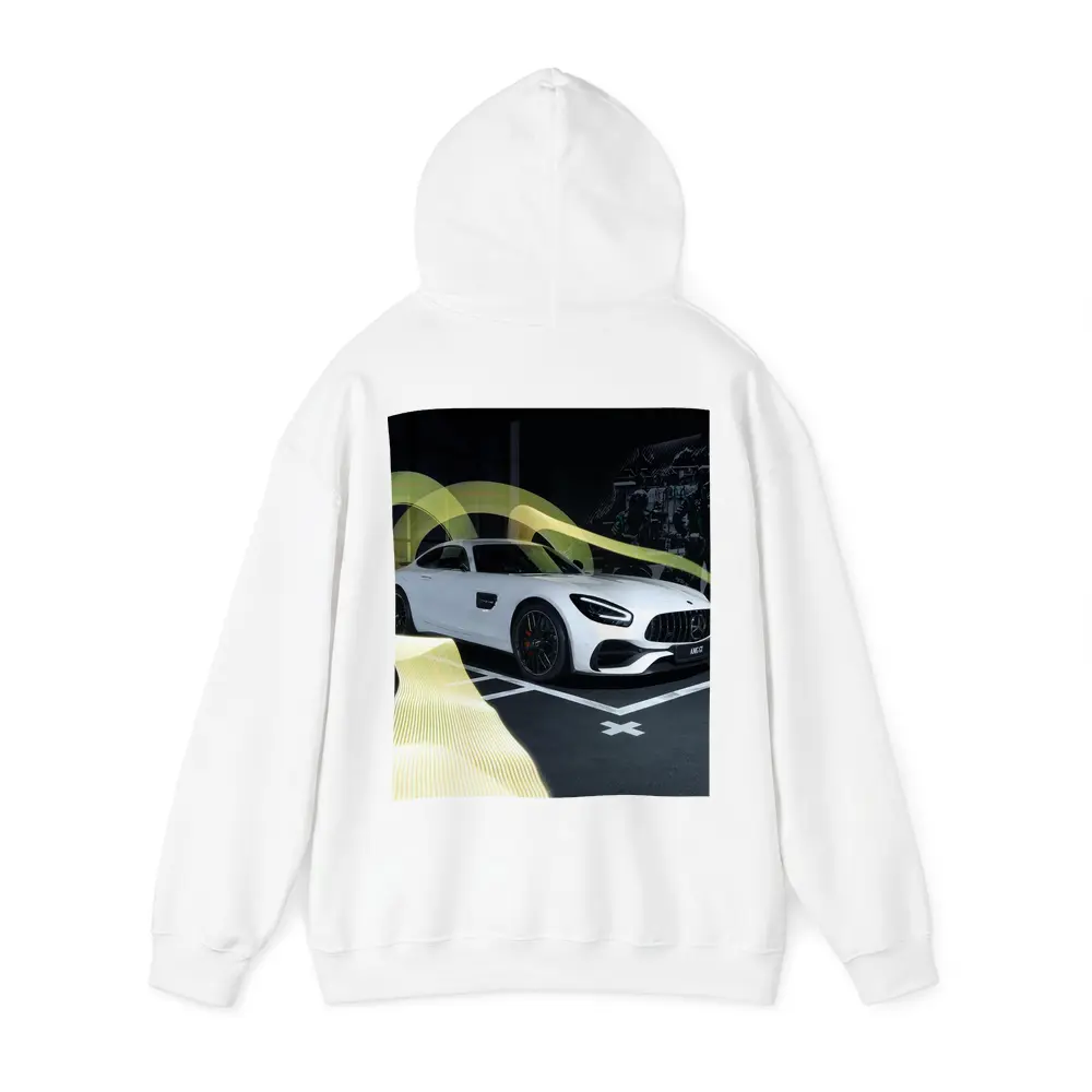 Mercedes AMG GT White Supercar Studio Display – Hoodies