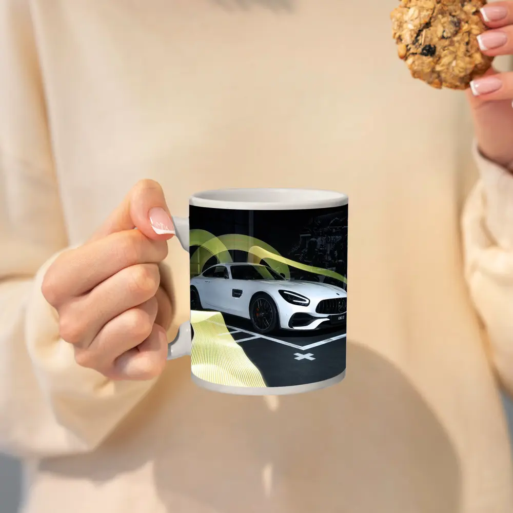 Mercedes AMG GT White Supercar Studio Display – Mugs
