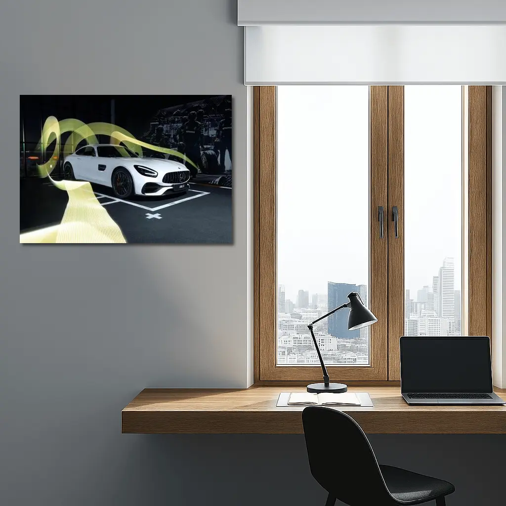 Mercedes AMG GT White Supercar Studio Display – Wall Art