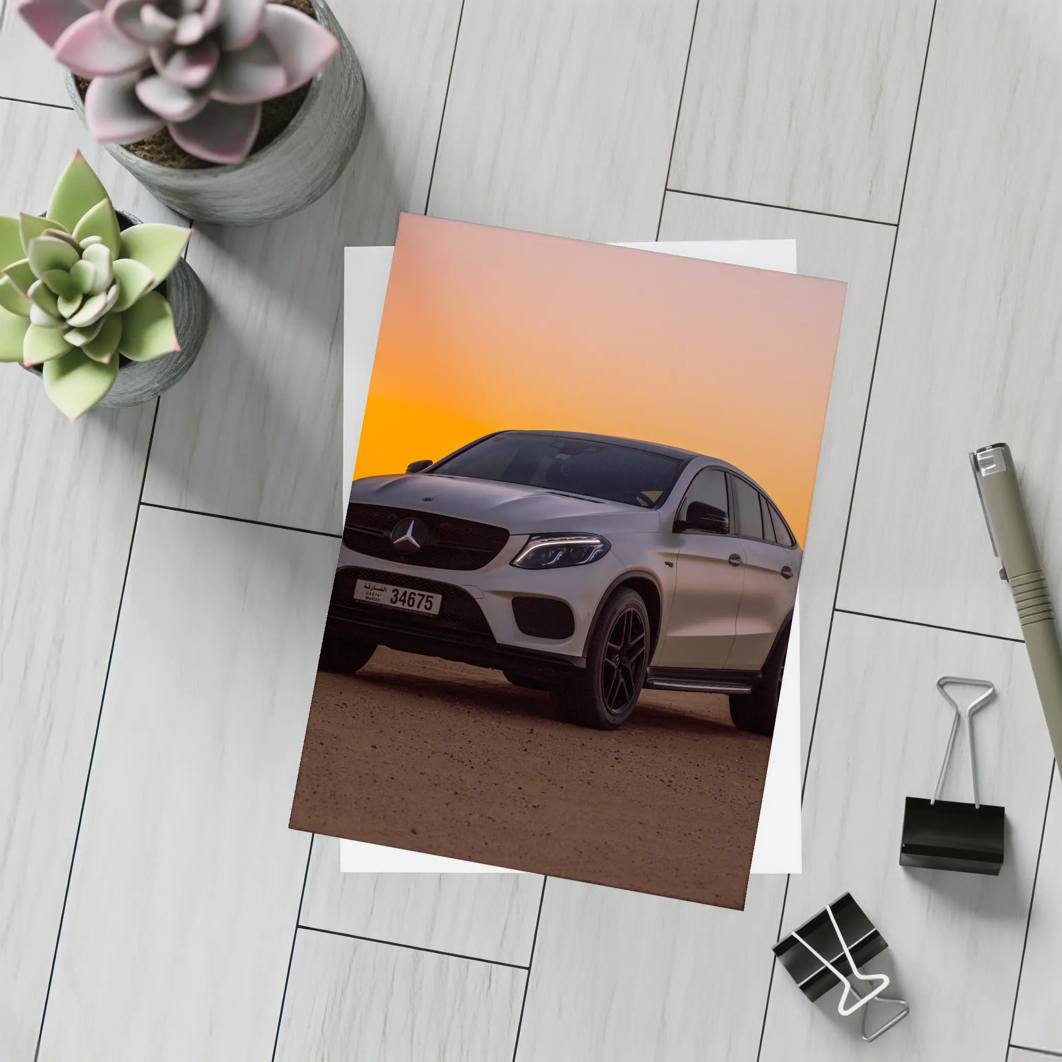 Mercedes GLE Coupe Desert Sunset Scene – Postcards