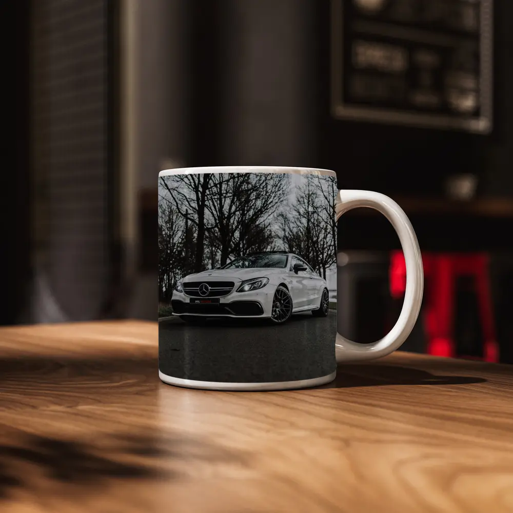 Mercedes AMG C63 White Road Trees – Mugs
