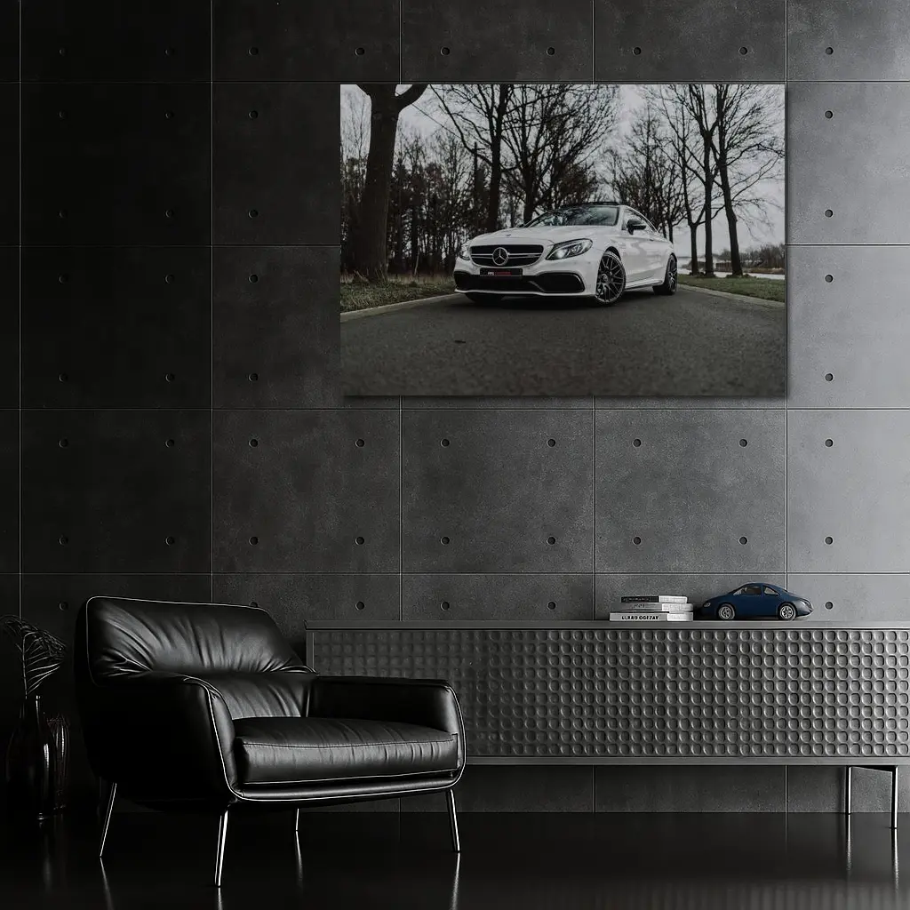 Mercedes AMG C63 White Road Trees – Wall Art