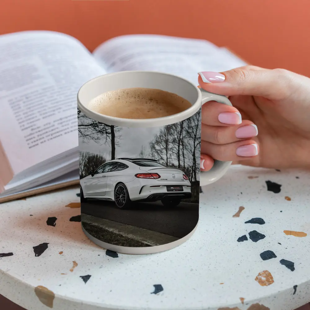 Mercedes AMG C63 White Coupe Road – Mugs