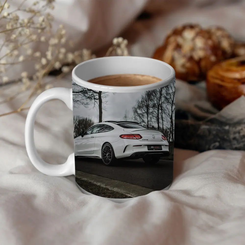 Mercedes AMG C63 White Coupe Road – Mugs