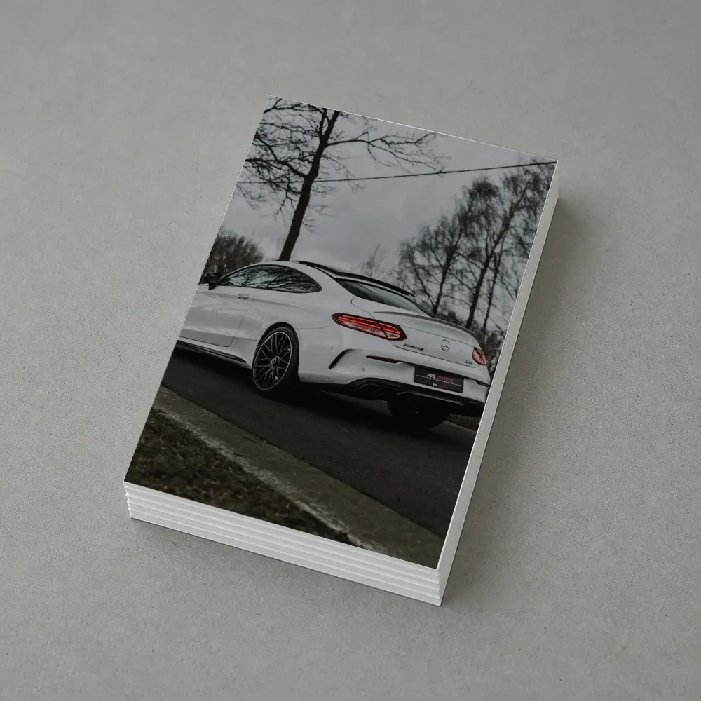 Mercedes AMG C63 White Coupe Road – Postcards
