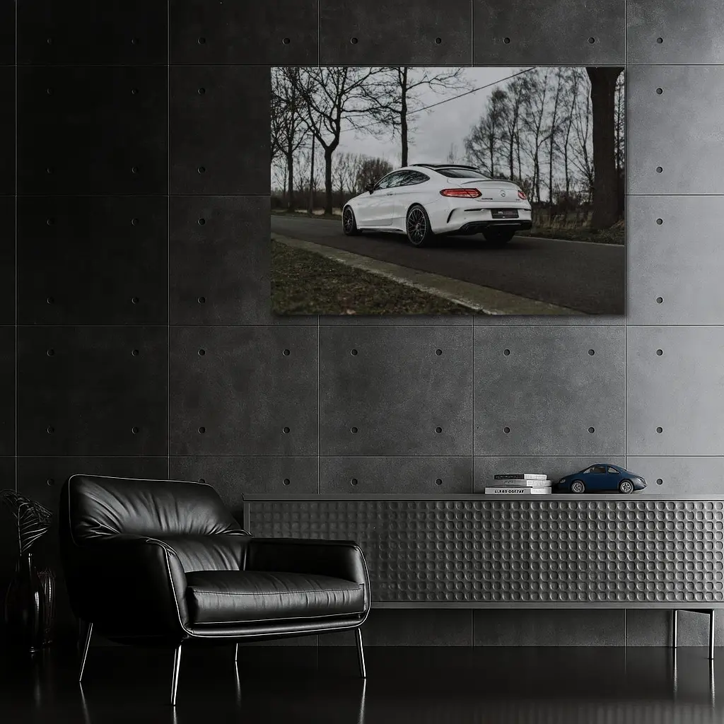 Mercedes AMG C63 White Coupe Road – Wall Art