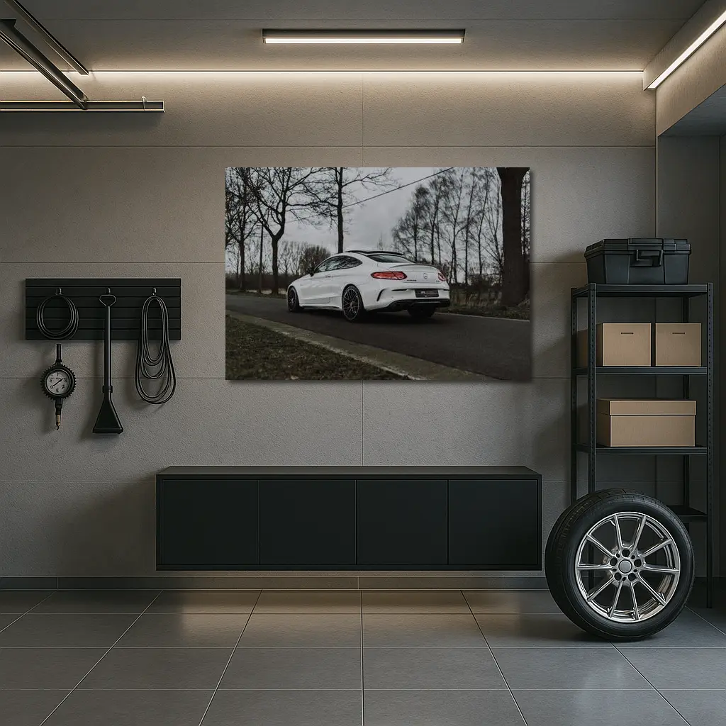 Mercedes AMG C63 White Coupe Road – Wall Art