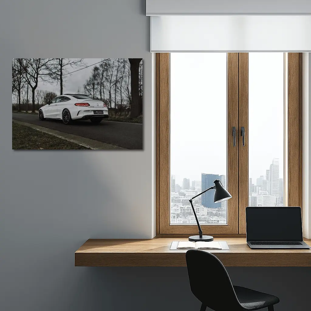 Mercedes AMG C63 White Coupe Road – Wall Art