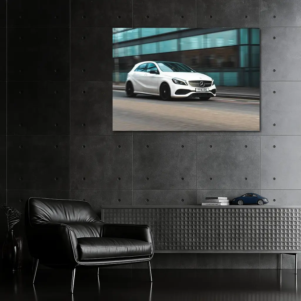Mercedes A Class White Urban Street Shot – Wall Art