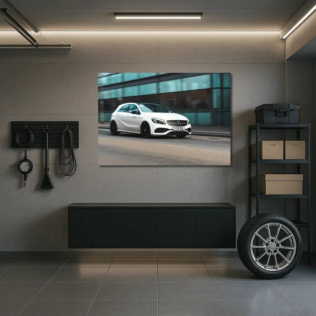 Mercedes A Class White Urban Street Shot – Wall Art