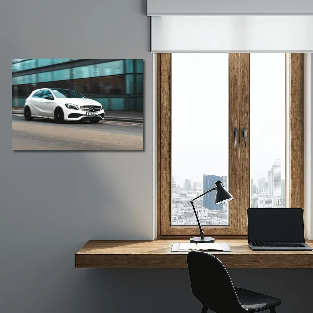 Mercedes A Class White Urban Street Shot – Wall Art