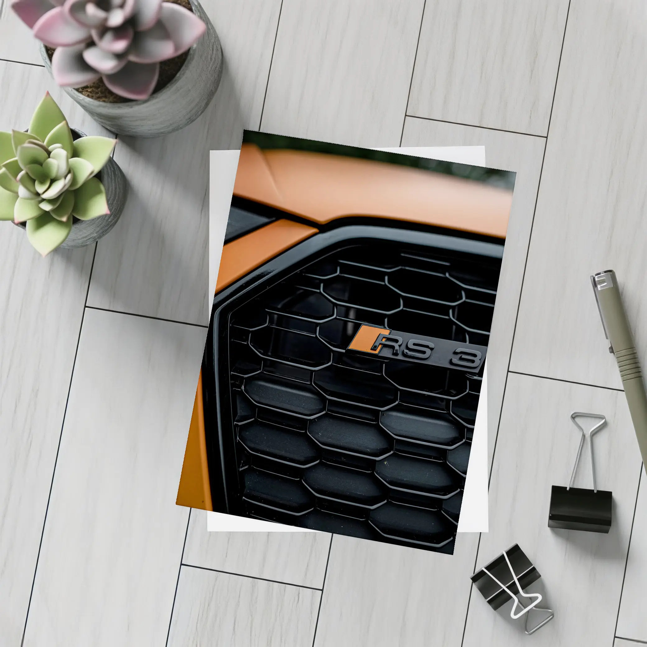 Audi RS3 Black Grille Close Up Orange – Postcards
