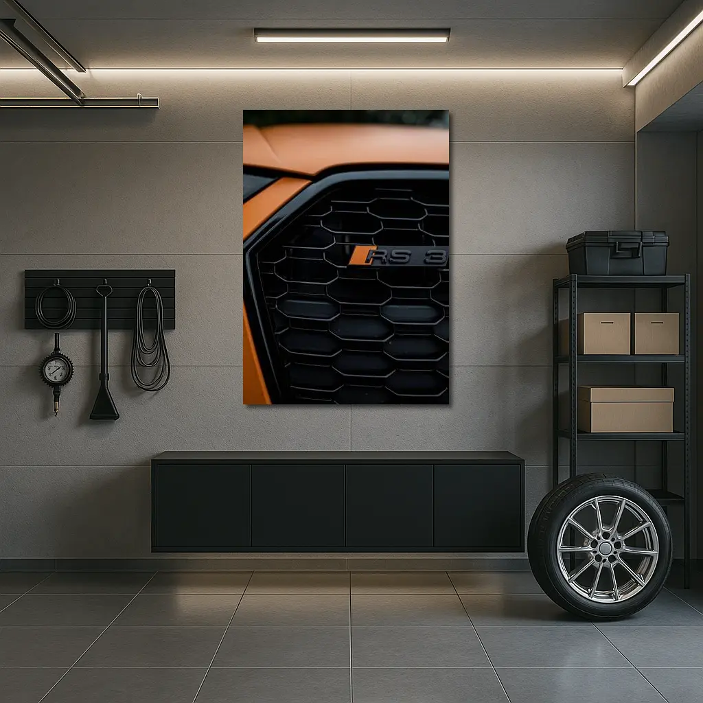 Audi RS3 Black Grille Close Up Orange – Wall Art