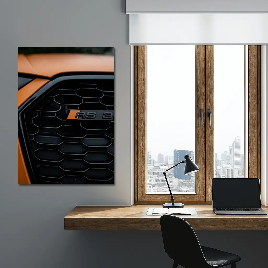 Audi RS3 Black Grille Close Up Orange – Wall Art